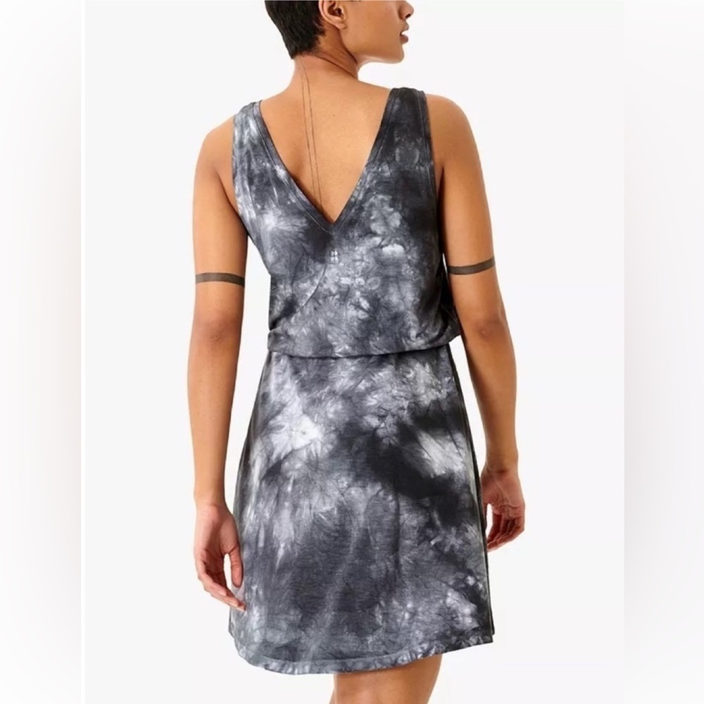 Sweaty Betty Take It Easy Black Tie-Dye Draw-String Waist Dress Size Small - Picture 2 of 8